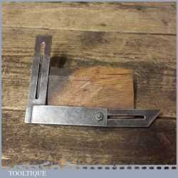 Vintage 4” Combination Steel Try Square And Bevel - Good Condition