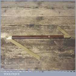 Vintage 12” Boat Builders Shipwrights Rosewood Brass Double Folding Bevel