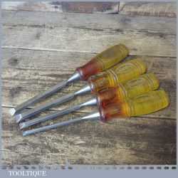 4 No: Marples Shamrock Carpenter’s Bevel Edge Chisels ¼” to ½” - Sharpened