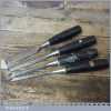 4 No: Vintage Stanley No: 5001 Socketed Bevel Edge Chisels ¼” to 1” - Sharpened