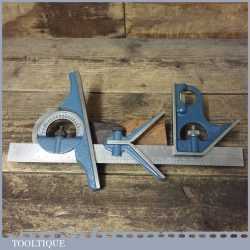 Vintage Rabone Cast Steel Combination Square Protractor Centre Finder