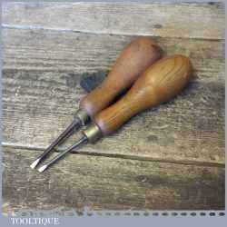  2 No: Vintage Craftsman Bradawls Wooden Handles - Good Condition
