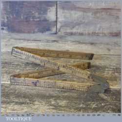 Vintage J Rabone No: 1375 Boxwood Brass 2ft Folding Rule - Good Condition