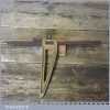 Scarce Vintage Stone Masons Brass Square Depth Gauge - Mahogany Rail