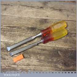 2 No: Marples Shamrock Shatterproof Bevel Edge Chisels ½” & 5/8” - Sharpened