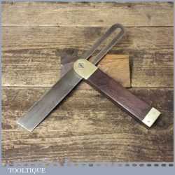 Vintage 9” Rosewood And Brass Sliding Bevel - Good Condition