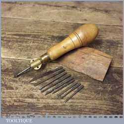 Vintage Boxwood Brass Multi Tool With 10 Attachments - Good Condition