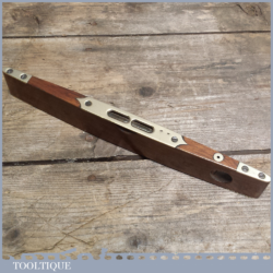 Vintage 10” Rosewood And Brass Boat Level With Split Brass Design