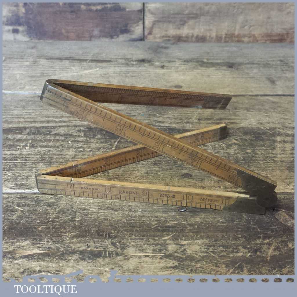 Vintage 2ft Rabone No: 1375 Boxwood Brass Folding Ruler – Good ...