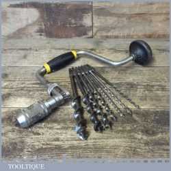 Vintage Stanley No: 78 Brace 10” Swing - Plus Set Of 7 Bits 1/4” – 1”