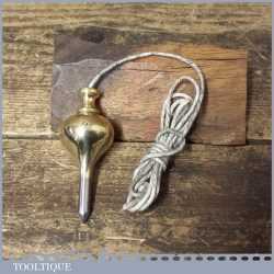 Vintage Solid Brass No: 2 Plumb Bob With String - Good Condition