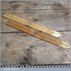 Two Vintage Boxwood Folding Rulers With Chamfered Edge