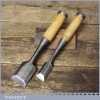 2 No: Vintage Japanese Socketed Bevel Edge Chisels 7/8” 1 5/8” - Sharpened Honed