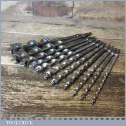Vintage Set Of 11 No: Screw Auger Bits 1/4” – 1” Various Makers