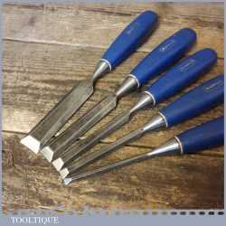 5 No: Marples Carpenter’s Blue Chip Bevel Edge Chisels 1/4” to 1” - Sharpened