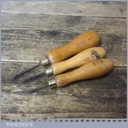 3 No: Vintage Bradawls Beechwood Handles - Good Condition