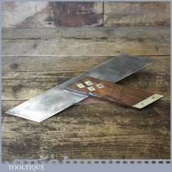 Vintage 12” Carpenter’s Mahogany Brass Mitre Hook Or Square - Good Condition