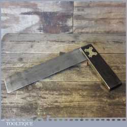 Vintage Carpenters Ebony Brass 12” Try Square - Good Condition