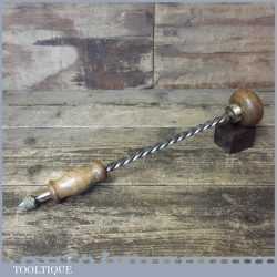 Antique 15 ½” Archimedes Drill Beech Handles - Refurbished Ready To Use