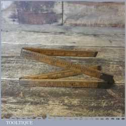 Vintage Rabone No 1169 Boxwood Brass 24” Folding Ruler - Good Condition