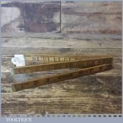 Vintage German Boxwood Brass 36” Folding Ruler - Good Condition