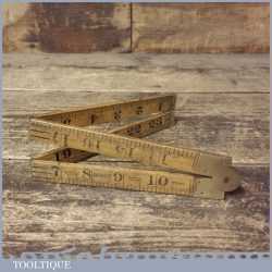 Vintage Rabone No: 1167 Boxwood Brass 24” Folding Ruler - Good Condition