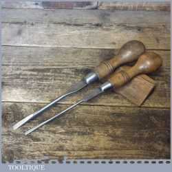 2 No: Vintage Sorby Cabinet Makers Beech Handled Screwdrivers - Refurbished