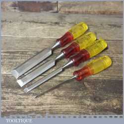 4 No: Marples Carpenter’s Bevel Edge Chisels 1/8 ½ 1 & 1 ¼” - Sharpened Honed