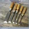 5 No: Vintage Cooper & Sons Fuluse Carpenter’s Bevel Edge Chisels 3/16” 3/8” 5/ 8” 1” & 1 3/8”