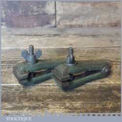 2 No: Vintage Spring Loaded Cast Steel Hand Vices - Good Condition