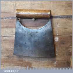 Large Antique Kitchenalia Laminated Steel Chef’s Mincing Knife Herb Cutter