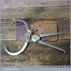Vintage Cast Steel Internal & External Calipers Dividers - Brass Centre