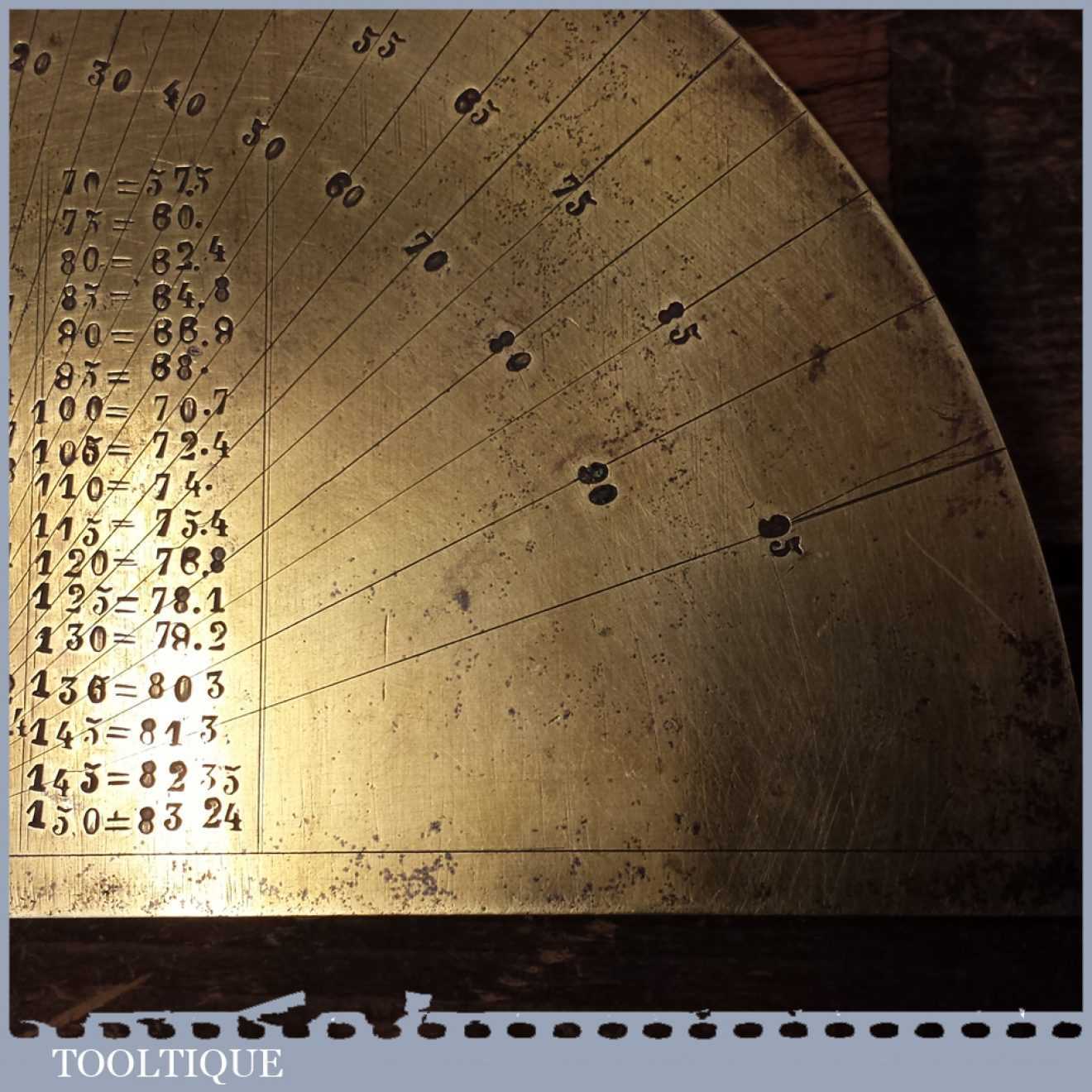 Rare Unusual Antique Brass Protractor Setting Out Tool Good Condition