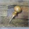 Vintage Leatherworking Bradawl Decorative Boxwood Handle - Good Condition