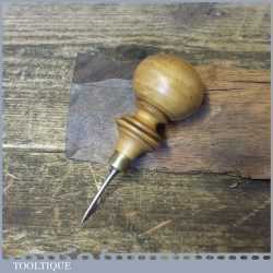 Vintage Leatherworking Bradawl Decorative Boxwood Handle - Good Condition