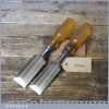2 No: Vintage W Marples Bevel Edge Butt Chisels 1 ¼” and 1 ½” - Sharpened Honed