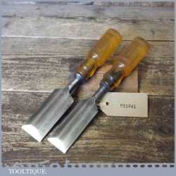 2 No: Vintage W Marples Bevel Edge Butt Chisels 1 ¼” and 1 ½” - Sharpened Honed