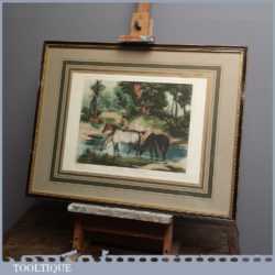 Antique ‘Horses Watering’ Framed Print by J.J.E Jones Engraved by W Fellows