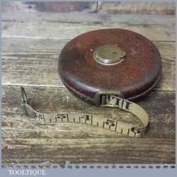 Vintage John Rabone & Sons 66 ft Leather Bound Metallic Tape Measure