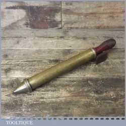Antique Prima Brass Classic Car Grease Gun Wooden Handle - Good Condition