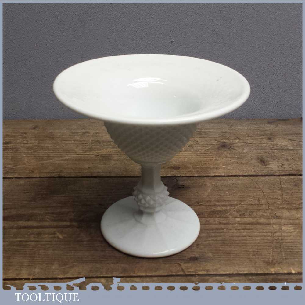 Vintage Bagley Pastel White Milk Or Opaline Pressed Glass Vase