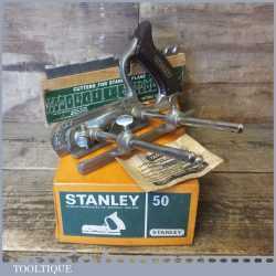 Vintage Boxed Stanley No: 50 Combination Plough Plane 17 Cutters - Little Used