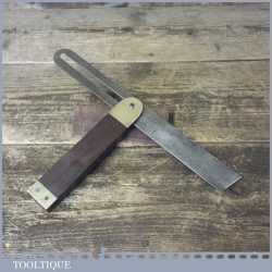 Vintage 10½” Rosewood And Brass Sliding Bevel - Good Condition