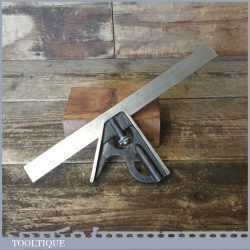 Vintage English Cast Steel Adjustable Combination Square - Fully Refurbished