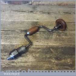 Vintage Lewis & Co Sheffield Carpenter’s Ratchet Brace Beech Handles 6” Swing