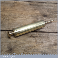 Small Vintage Brass Grease Gun - Unusual Button Shaped End