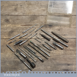 Good selection of engineers lathe reamers and oddments in a box