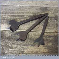 3 Large Antique Cast Steel Centre Bits 1 ½” 1 ¾” 2 ¼” - Good Condition