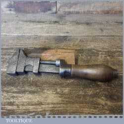 Vintage Adjustable Automotive Spanner Wrench Wooden Handle
