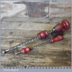 2 No: Vintage Archimedes Drills 14” & 10” Long - Good Condition
